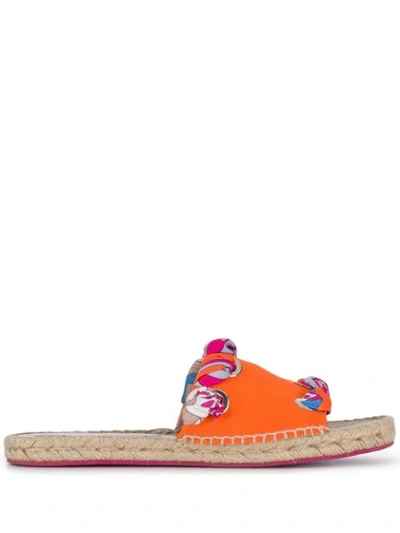 Pucci Woven Sole Slides In Orange