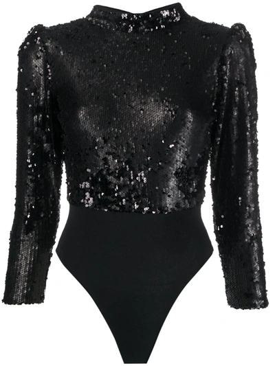 Alchemy Sequin Embroidered Bodysuit In Black