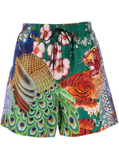 Dsquared2 Peacock Print Swim Shorts In Green ,orange