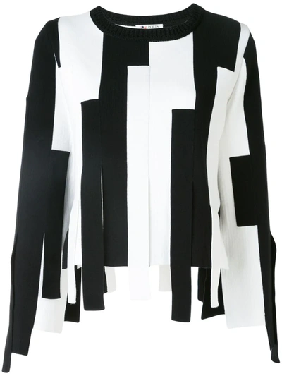 Ports 1961 Striped Block Asymmetric-hem Jumper In Black