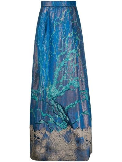 Alberta Ferretti Embroidered Maxi Skirt In Blue