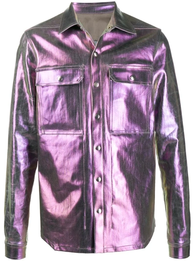 Rick Owens Iridescent-effect Shirt Jacket In Purple