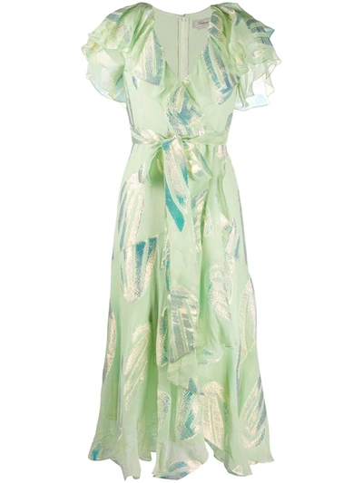 Temperley London Clarisse Ruffle Dress In Green