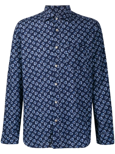 Seventy Long Sleeve Printed Shirt In Blue