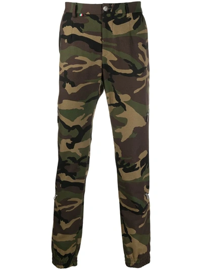 Philipp Plein Camouflage Print Track Trousers In Green