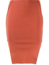 Rick Owens Fitted Pencil Skirt In Orange