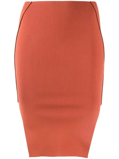 Rick Owens Fitted Pencil Skirt In Orange