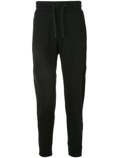 Emporio Armani Side Stripe Track Pants In Solid Black