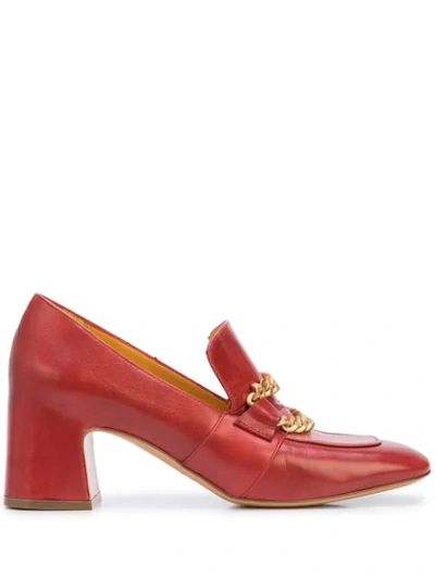 Madison.maison Perla Block Heel Loafers In Red