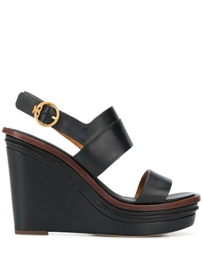 Tory Burch Selby 坡跟凉鞋 In Perfect Black