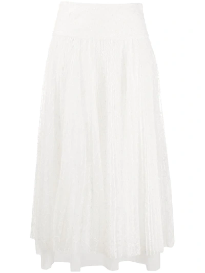 Ermanno Scervino Layered Lace Midi Skirt In White