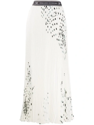 Ermanno Scervino Polka-dot Pleated Skirt In White