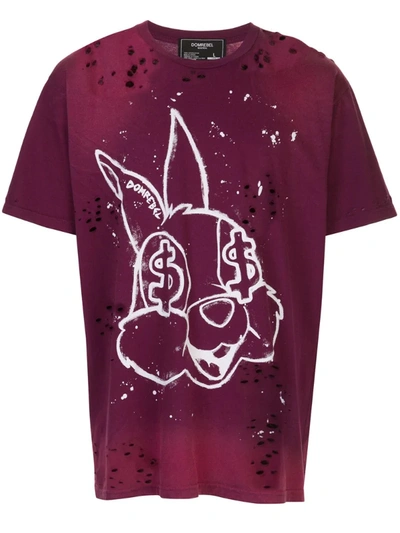 Domrebel Bunniest Distressed T-shirt In Purple