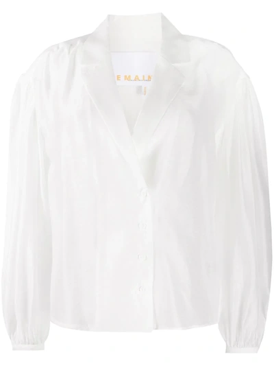 Remain Balloon-sleeved Double Breasted Blouse In White