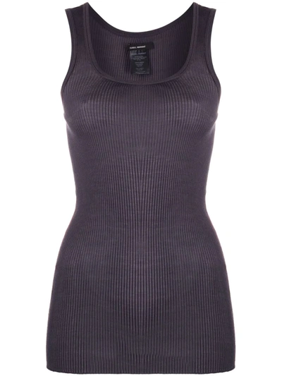 Isabel Marant Scoop Neck Silk Vest Top In Grey