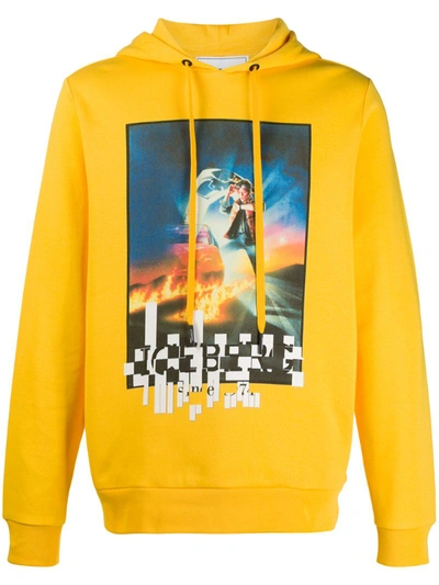 Iceberg Graphic Print Drawstring Hoodie In Yellow