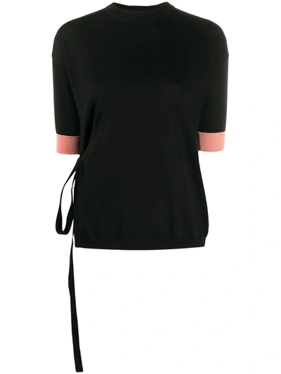 Marni Side-tie Knitted Top In Black