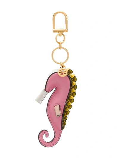 Tory Burch Origami Seahorse Key Ring In Pink
