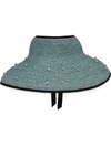Miu Miu Crystal-embellished Woven Hat In Blue