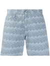 Sunspel Wave Print Swim Shorts In Blue