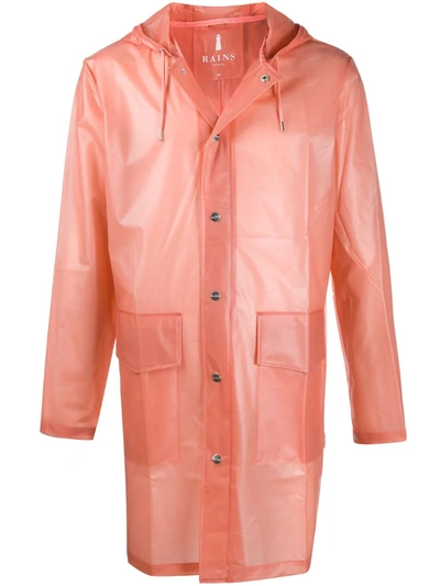 Rains Sheer Hooded Rain Coat In Pink