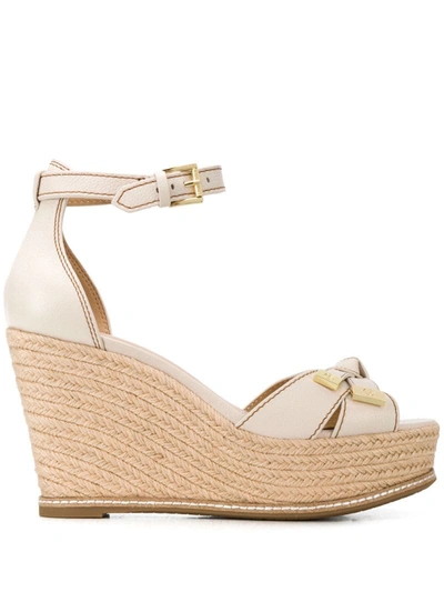Michael Michael Kors Bow-embellished Espadrille Wedge Sandals In Neutrals