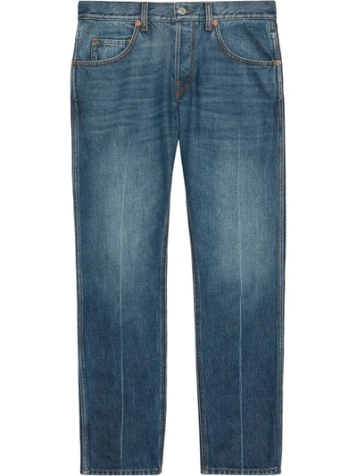 Gucci Straight-leg Cropped Jeans In Blau