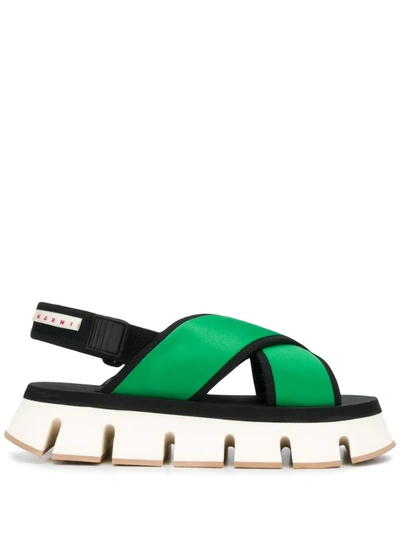 Marni Ridged Sole Sandals In Green