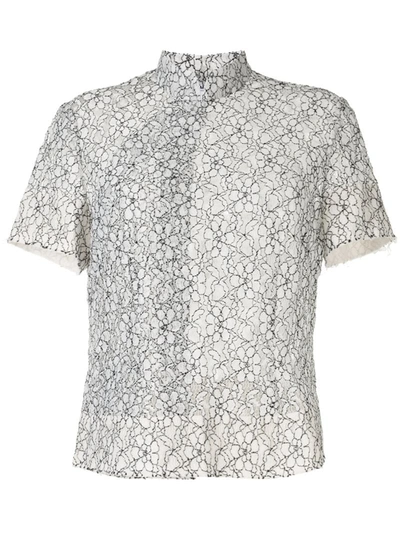 Comme Des Garçons Comme Des Garçons Floral Lace Embroidered Sheer Shirt In Black