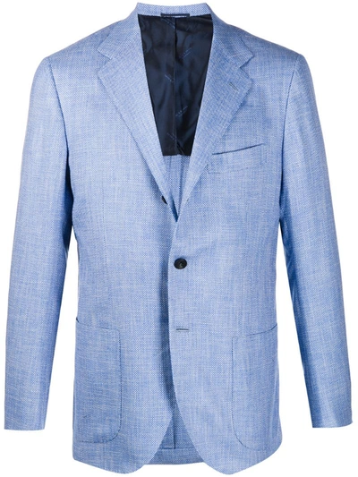 Kiton Single-breasted Fitted Blazer In Blue