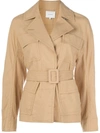 Vince Belted Oversized-pocket Jacket In Yellow
