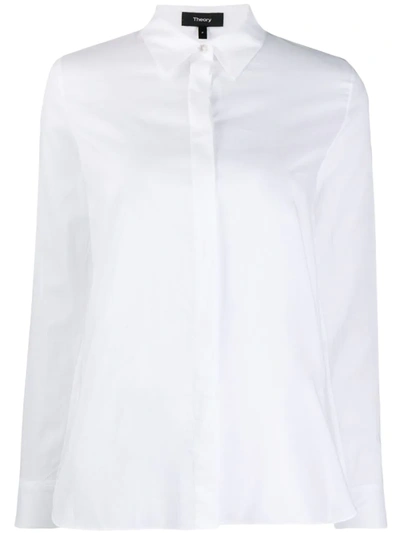 Theory Point-collar Poplin Shirt In White