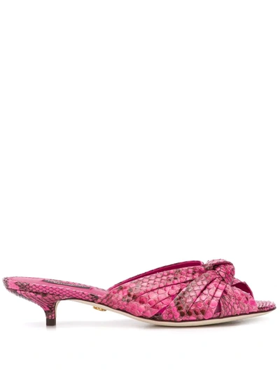 Dolce & Gabbana Snake-effect Sandals In Pink