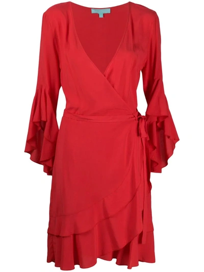 Melissa Odabash Kirsty Ruffle Wrap Mini Dress In Red