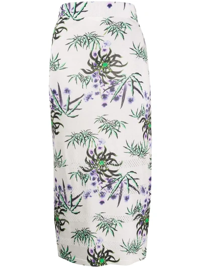 Kenzo Floral-print Pencil Skirt In White