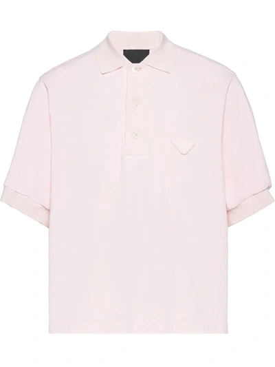 Prada Logo-patch Polo Shirt In Pink