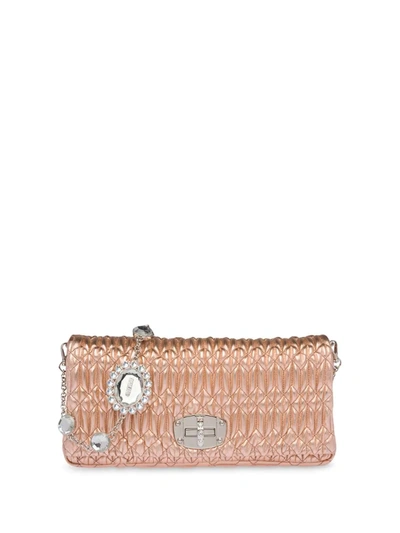 Miu Miu Miu Crystal Leather Bag In Pink