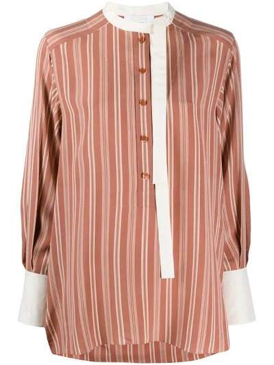 Chloé Striped Silk Shirt In Neutrals