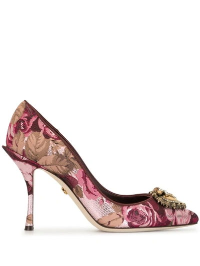 Dolce & Gabbana Lori Devotion Floral Pumps In Pink