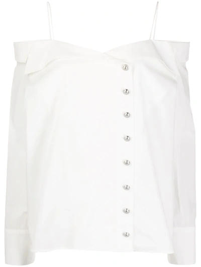 Balmain Buttoned Silk Shirt In White