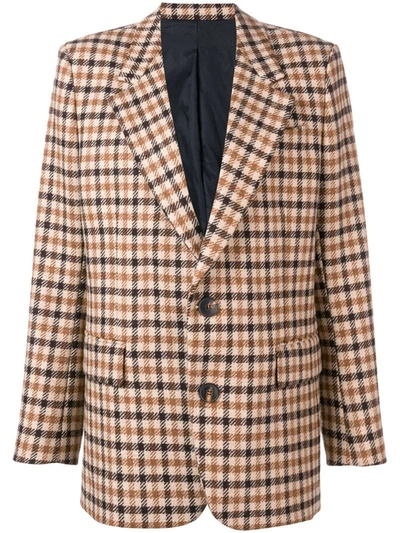 Ami Alexandre Mattiussi Lined Two Button Jacket In Brown