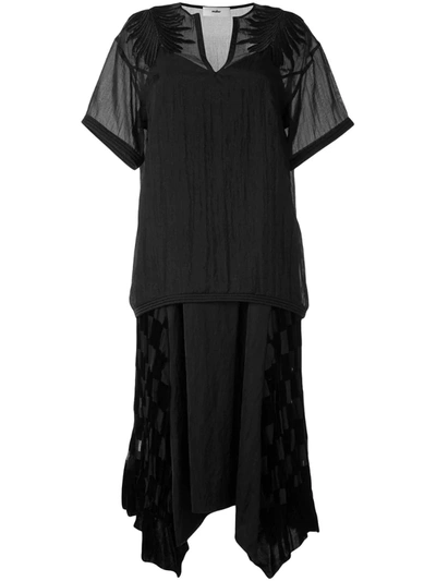 Muller Of Yoshiokubo Blaar Opal Lace Check Dress In Black