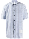 Oamc Short Sleeve Checked Print Shirt In Blue