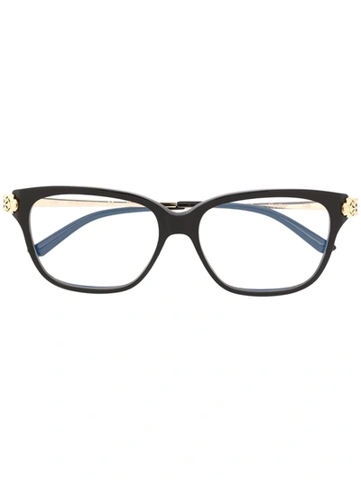 Cartier Panthère De Rectangular-frame Glasses In Black | ModeSens
