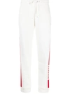 Moncler Stripe Detail Logo Track Trousers In White