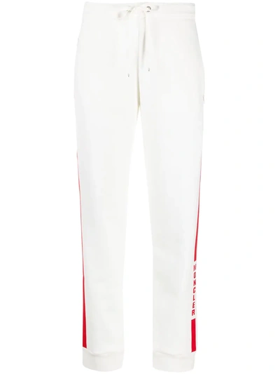 Moncler Stripe Detail Logo Track Trousers In White