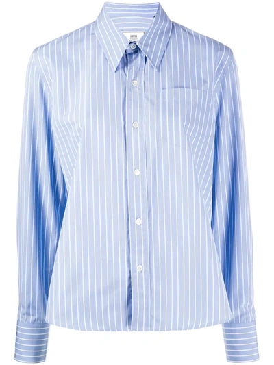 Ami Alexandre Mattiussi Classic-wide Fit Shirt With Chest Pocket In Blue