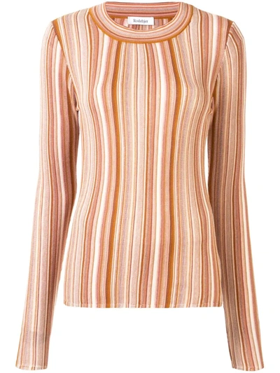 Rodebjer Vala Striped Long-sleeved Top In Faded Terracotta