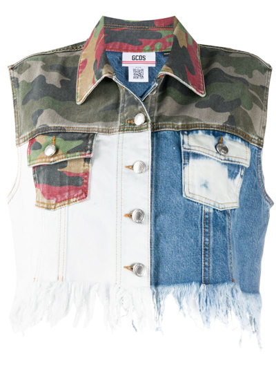 Gcds Patchwork Cropped Vest In Multi-colored