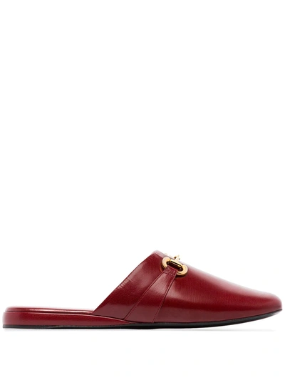 Gucci Red Horsebit Slip-on Leather Loafers